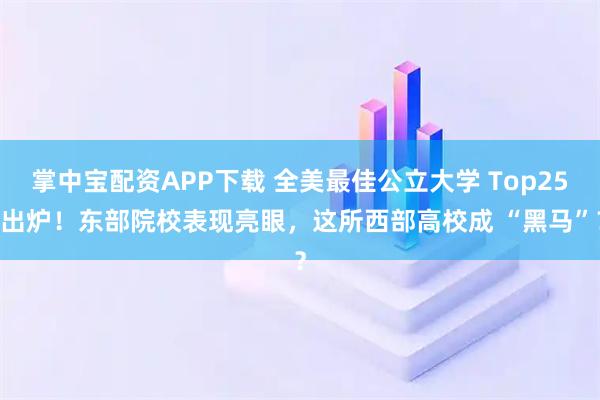 掌中宝配资APP下载 全美最佳公立大学 Top25 出炉！东部院校表现亮眼，这所西部高校成 “黑马”？