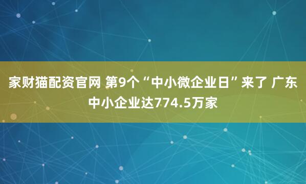 家财猫配资官网 第9个“中小微企业日”来了 广东中小企业达774.5万家